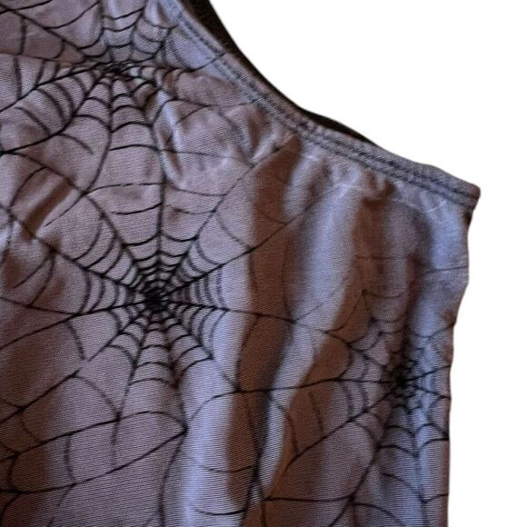 Torrid Curve Womens 2 US 2X Flocked Mesh Bodysuit Brief Panty Spider Web Print - Picture 10 of 13